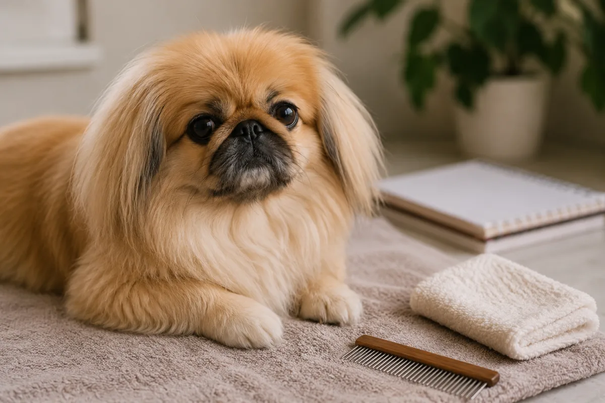Gentle Pekingese eye and face care setup