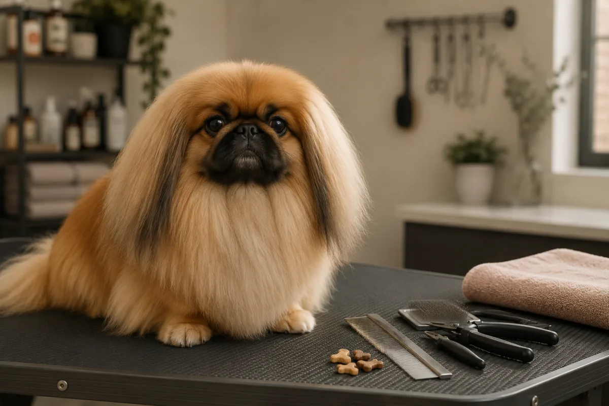 Pekingese grooming tools for long coat care