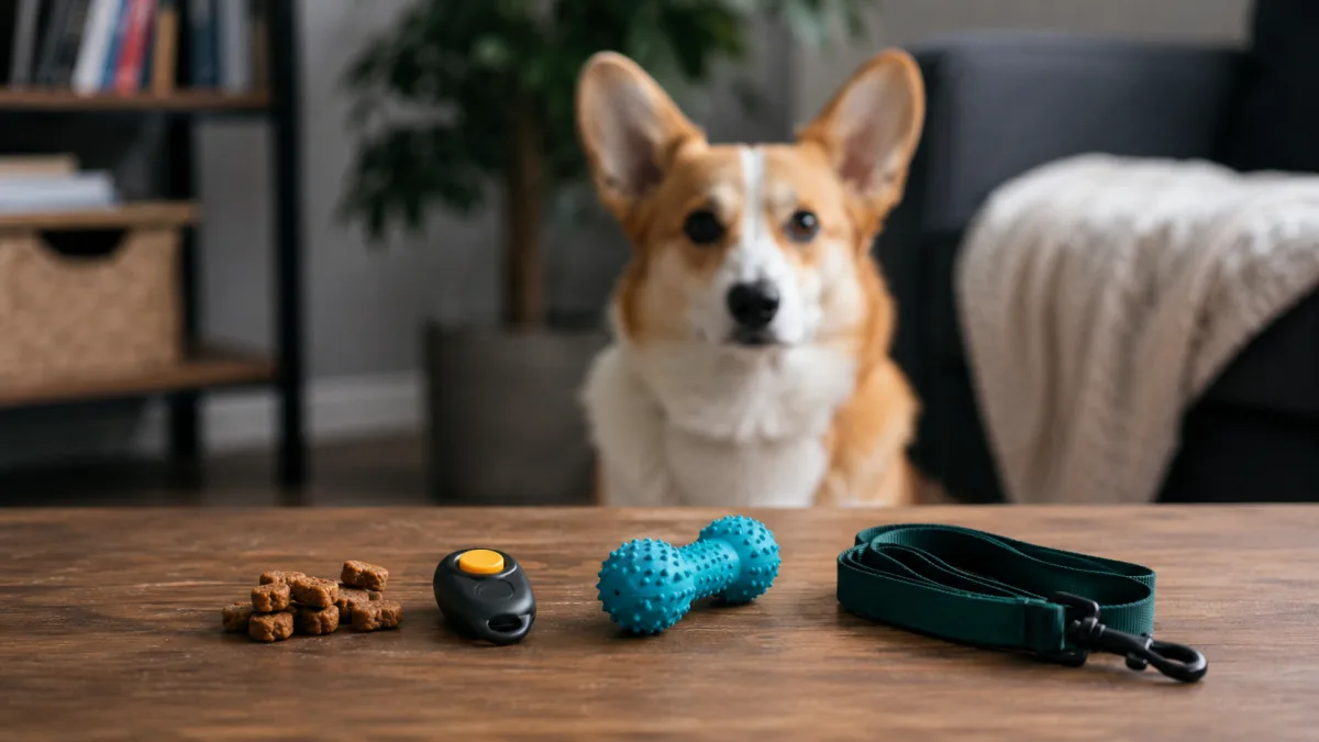 Corgi training rewards and clicker setup