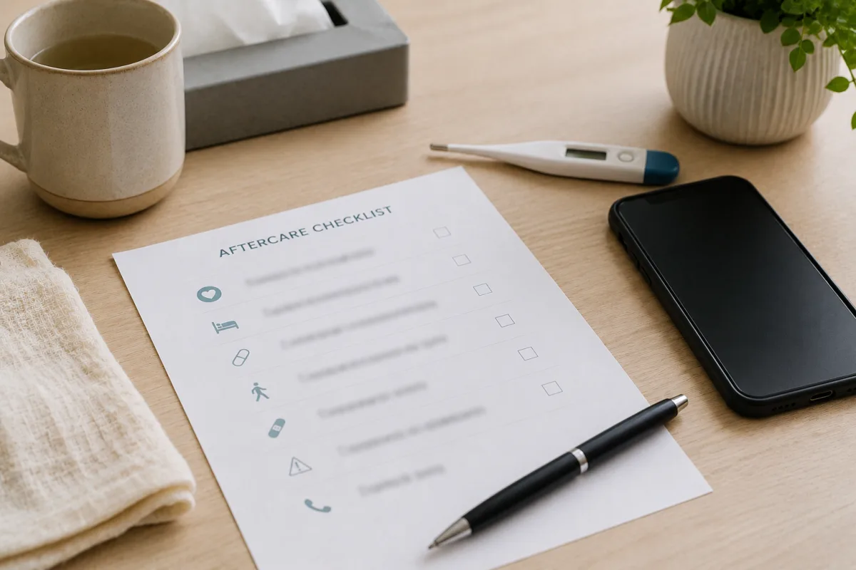 Urgent care warning sign checklist after abortion
