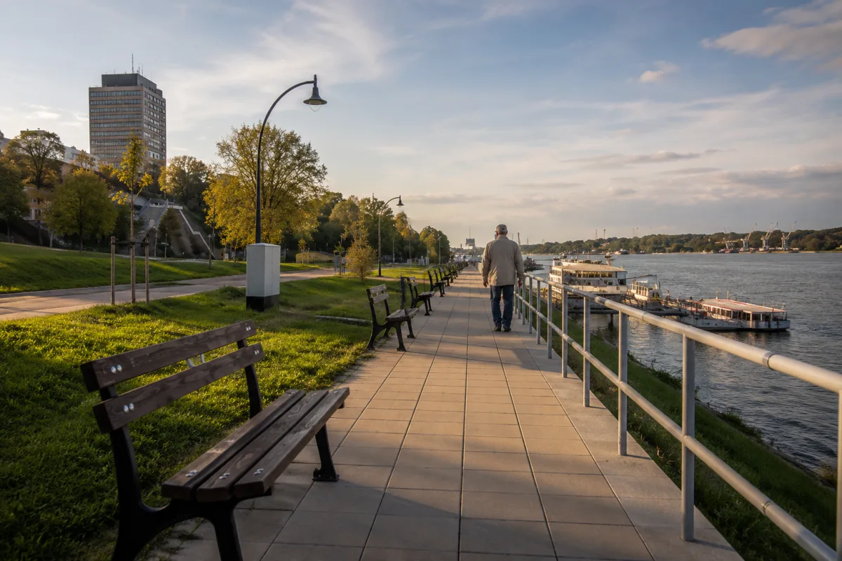 Danube riverfront walk in Ruse Bulgaria