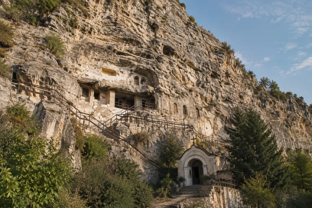 Rock monastery near Ruse in limestone cliffs