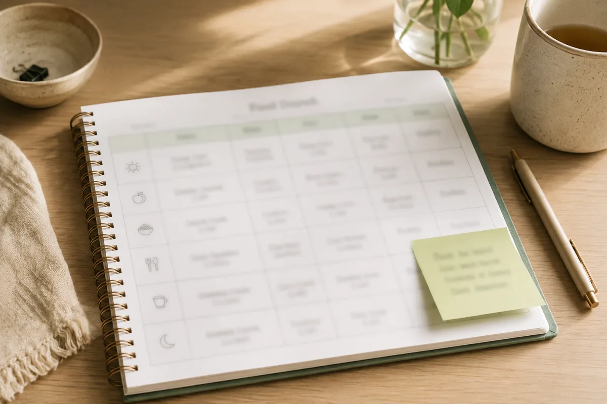 Food journal and affirmation note