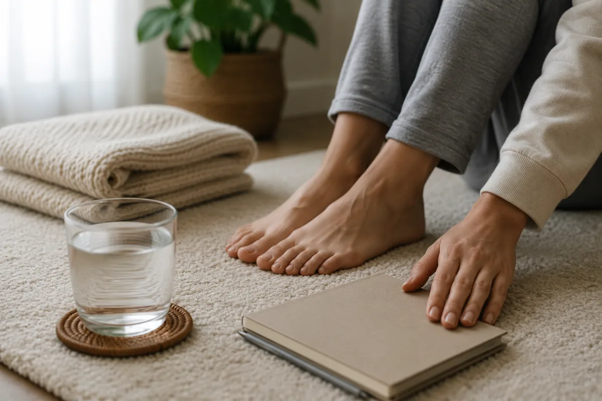 Grounding exercise setup for pregnancy anxiety