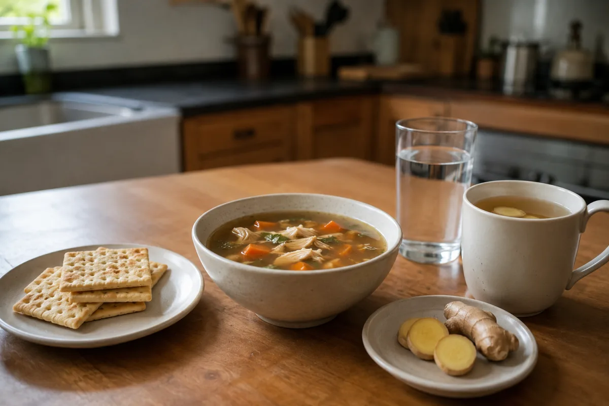 Bland food and hydration setup for early pregnancy