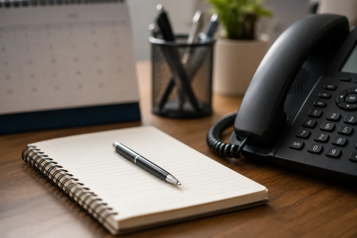 Accurate phone message note at office desk