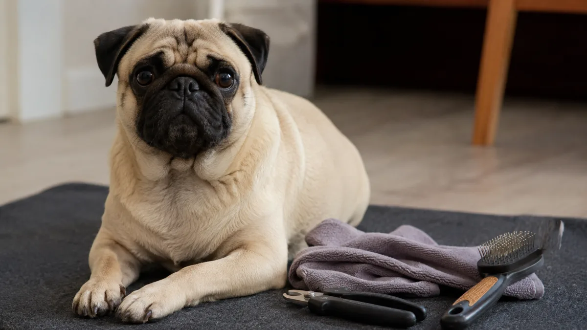 Pug grooming and fold care setup