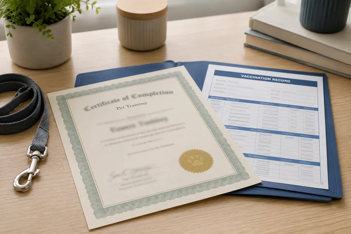 Dog training and vaccination records