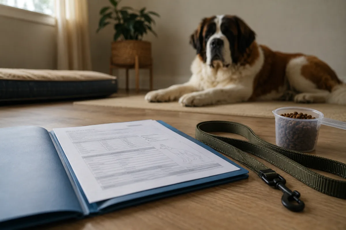Saint Bernard health records and large breed leash