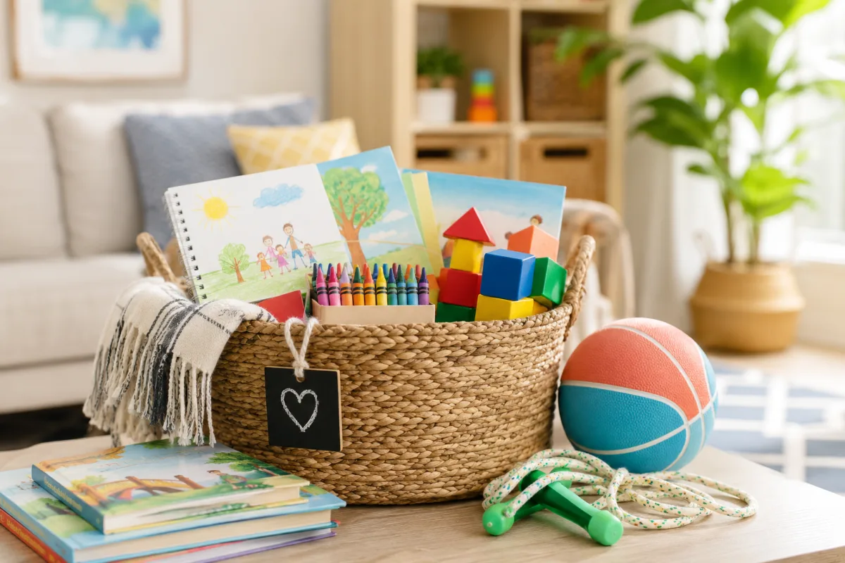 Screen-free activity basket