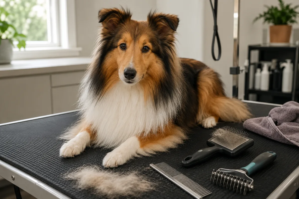 Sheltie grooming tools for a double coat