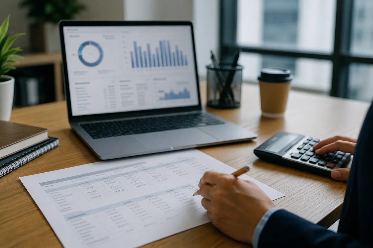 Accounting data analysis on a professional desk