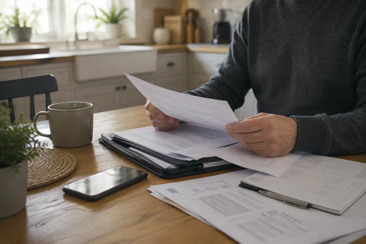 Family reviewing funeral benefit paperwork