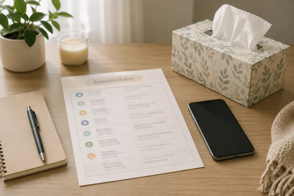 Grief support contact notes