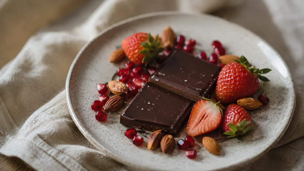 Simple chocolate and berries served without labels