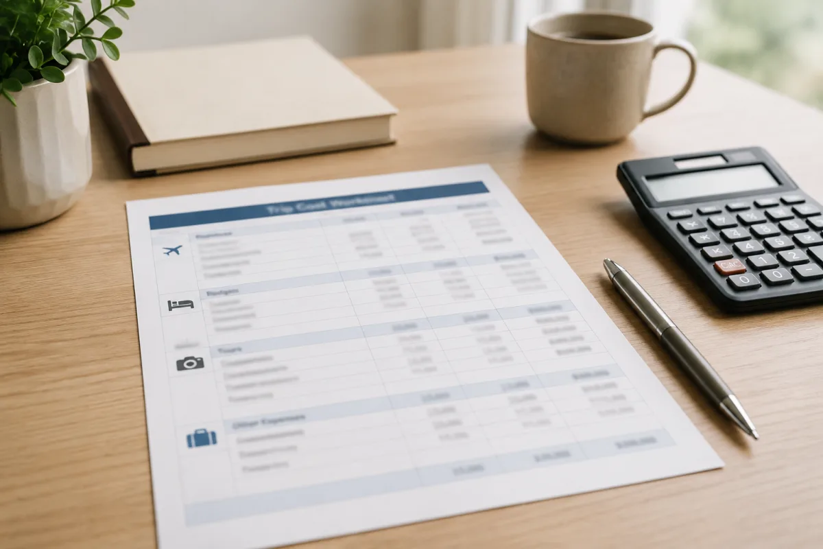 Trip cost worksheet