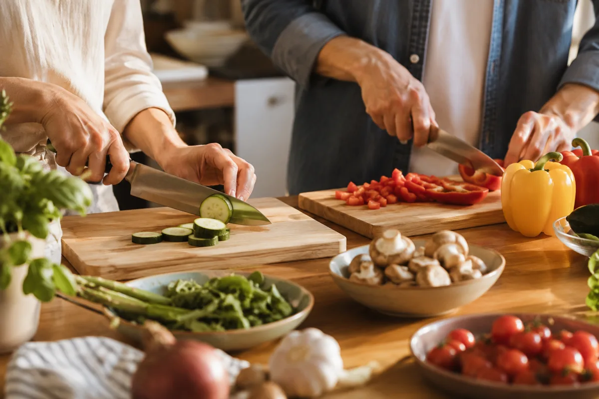 Side-by-side meal prep with a friend