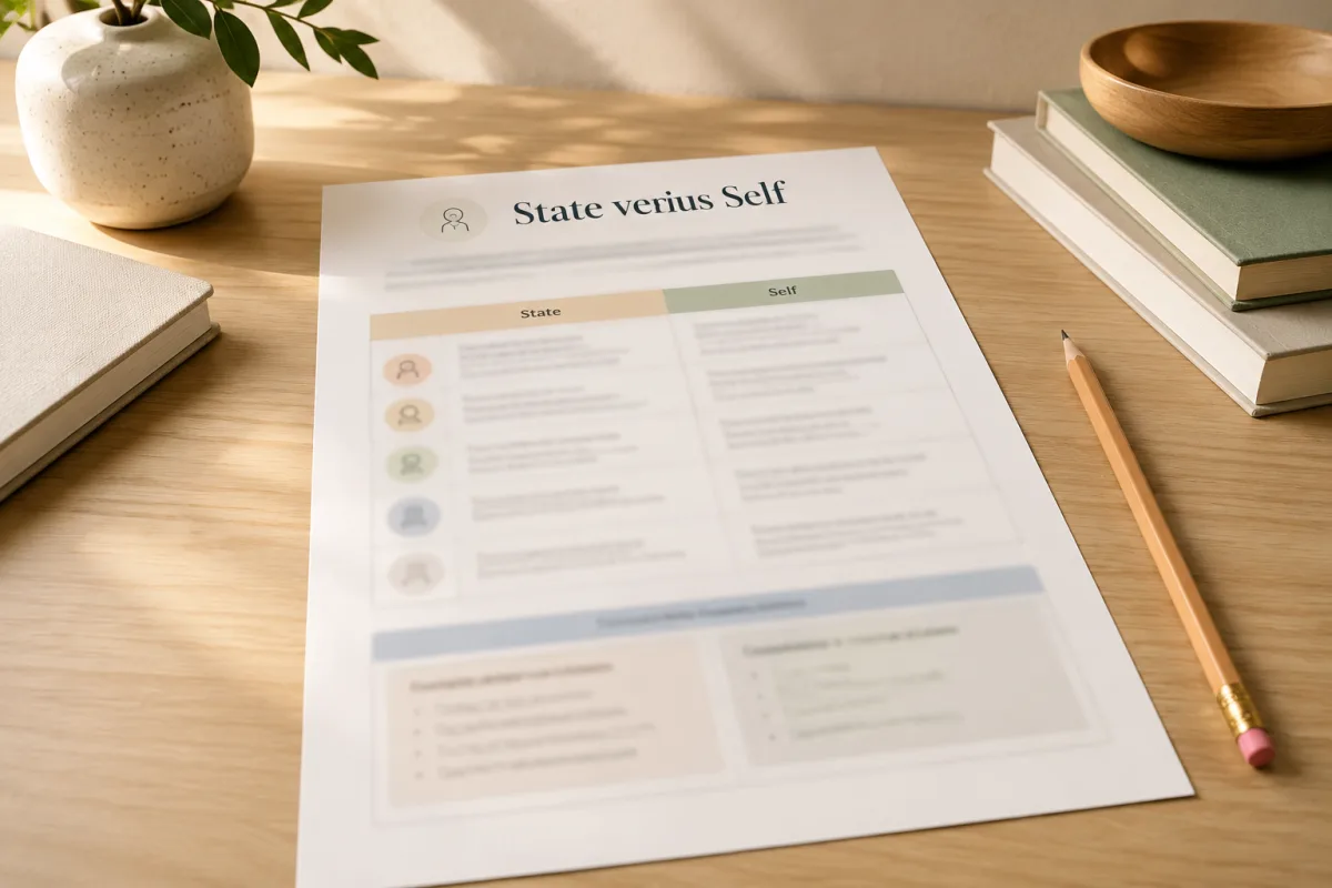 State versus self worksheet