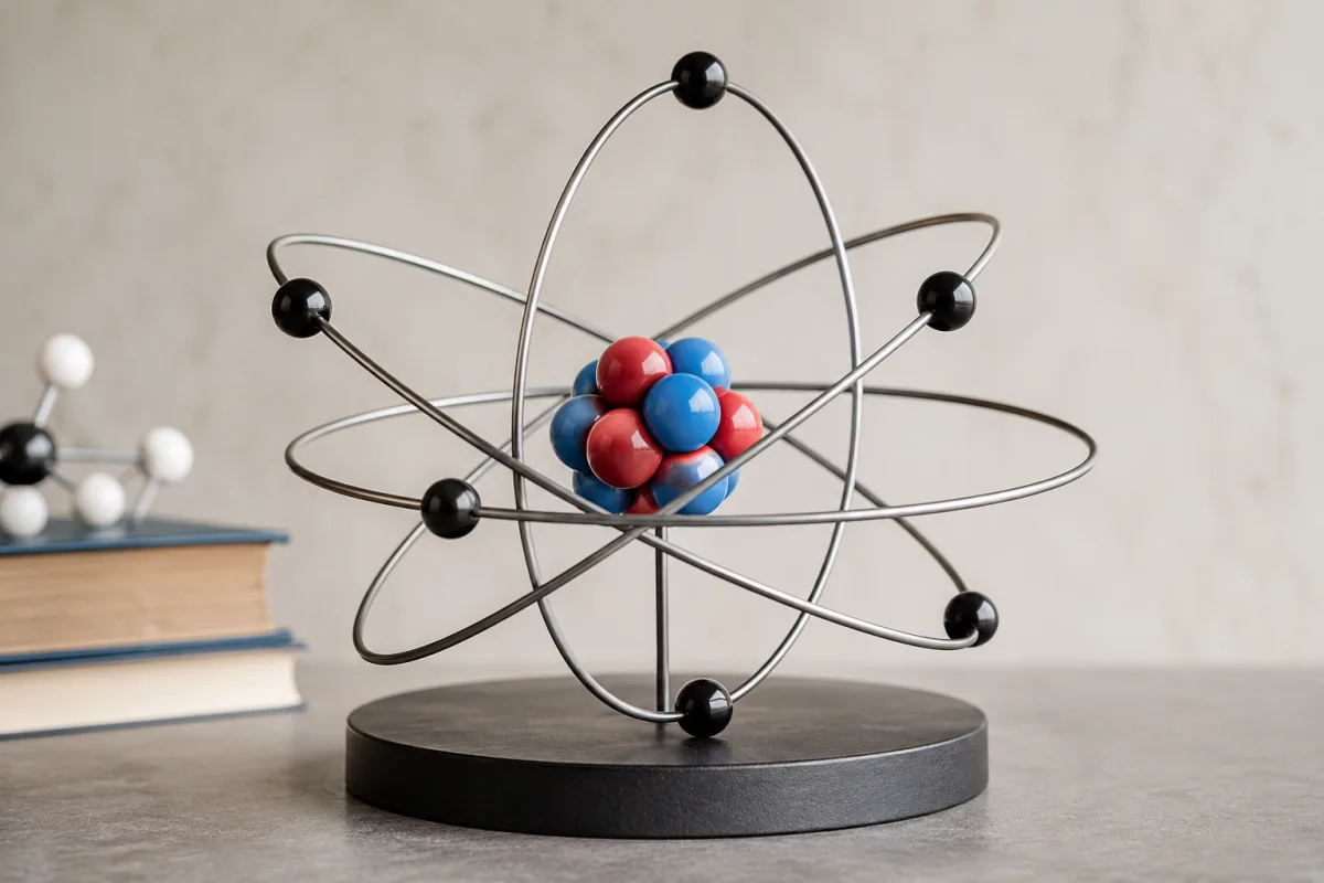 Simple atom model showing protons and neutrons in nucleus