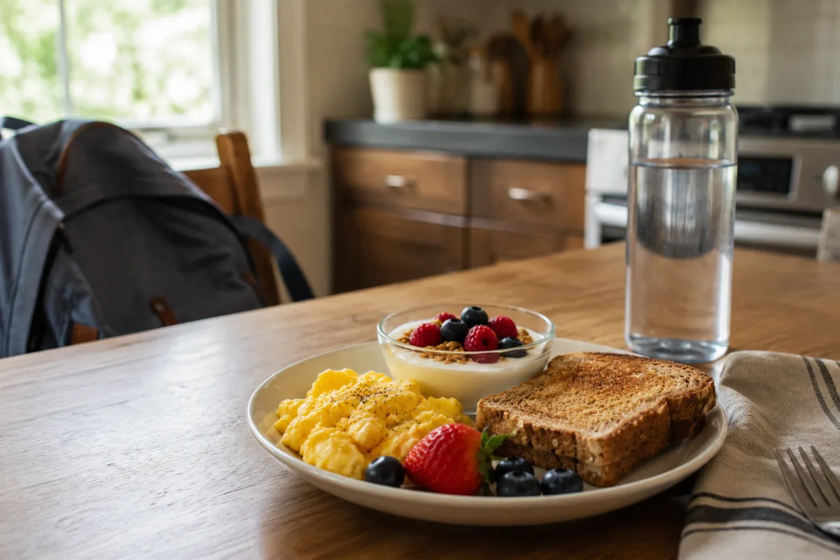Teen breakfast with protein fiber and water