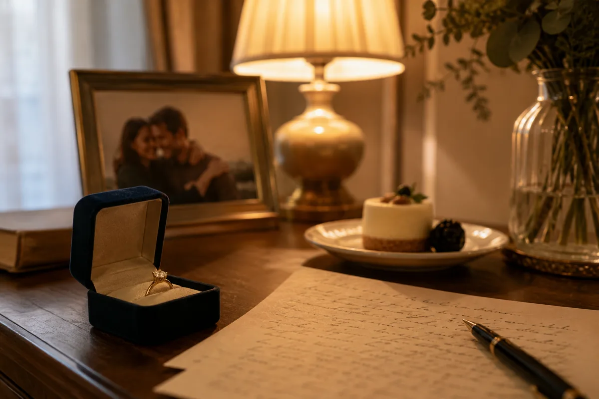 New wedding ring presented with a handwritten letter