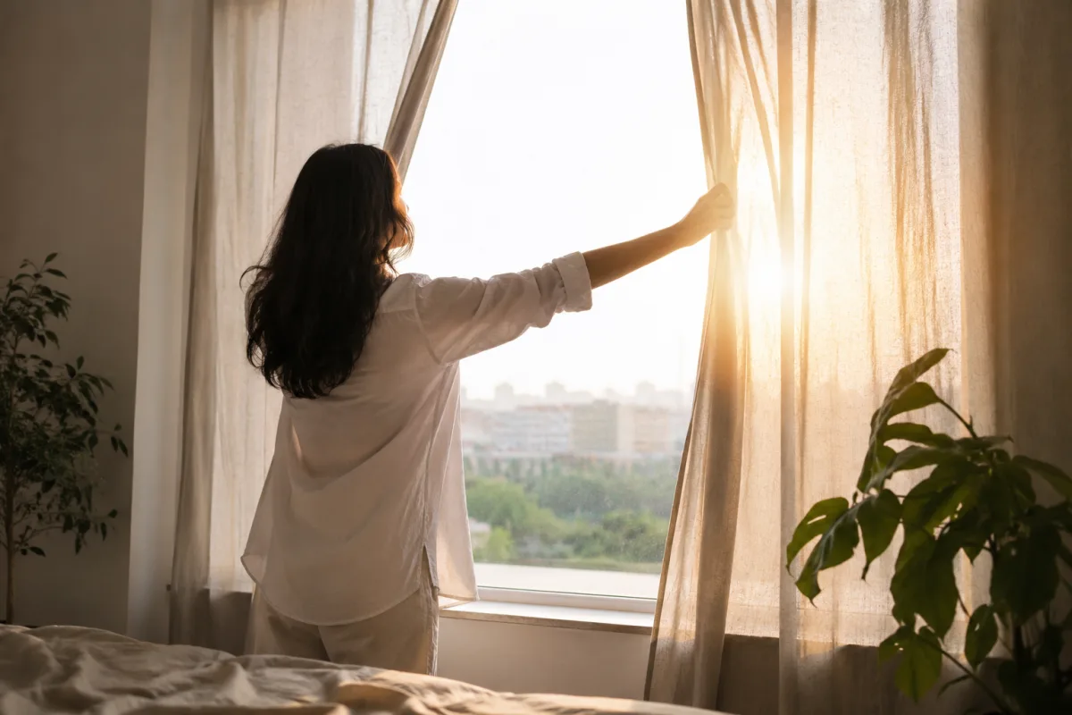 Daily glimmer routine by window