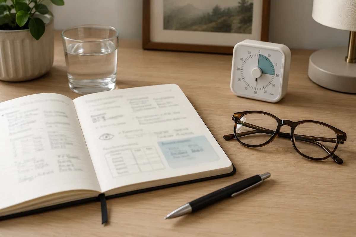 Blinking symptom tracking notebook