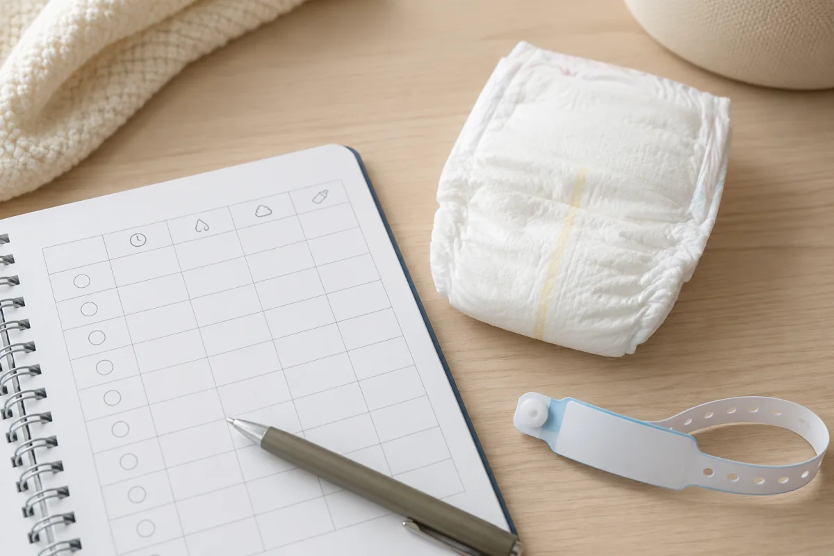Newborn diaper tracking before discharge