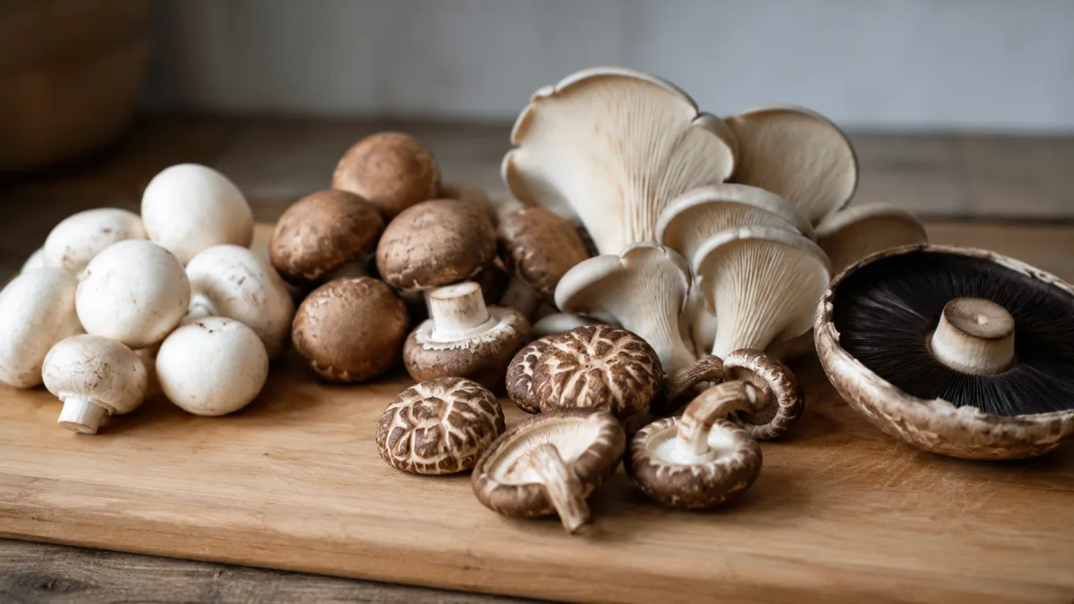 Assorted fresh mushroom varieties