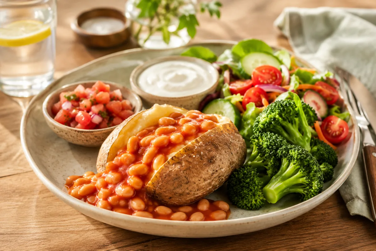 Balanced baked potato meal toppings