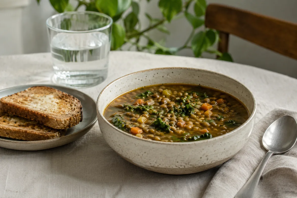Lentil soup and whole-grain lunch for steady focus