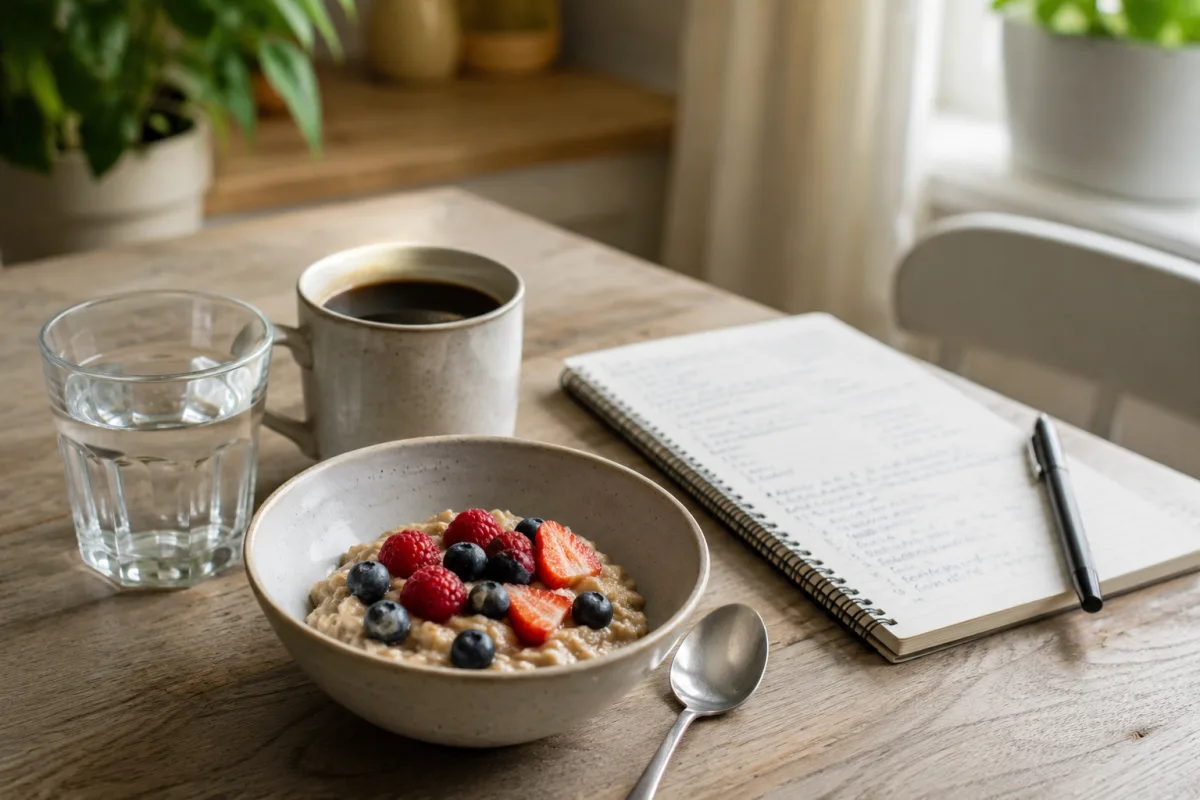 Hydration and coffee setup for morning focus