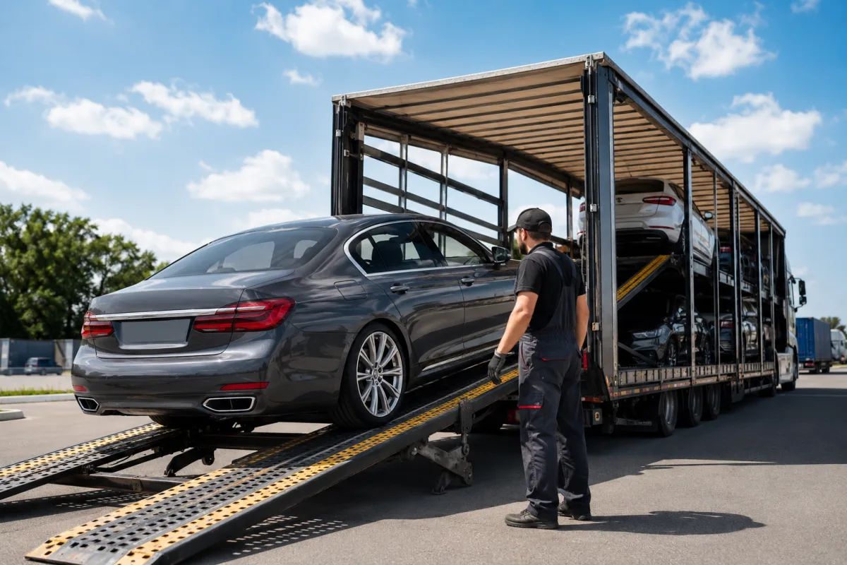 Vehicle loaded for auto transport