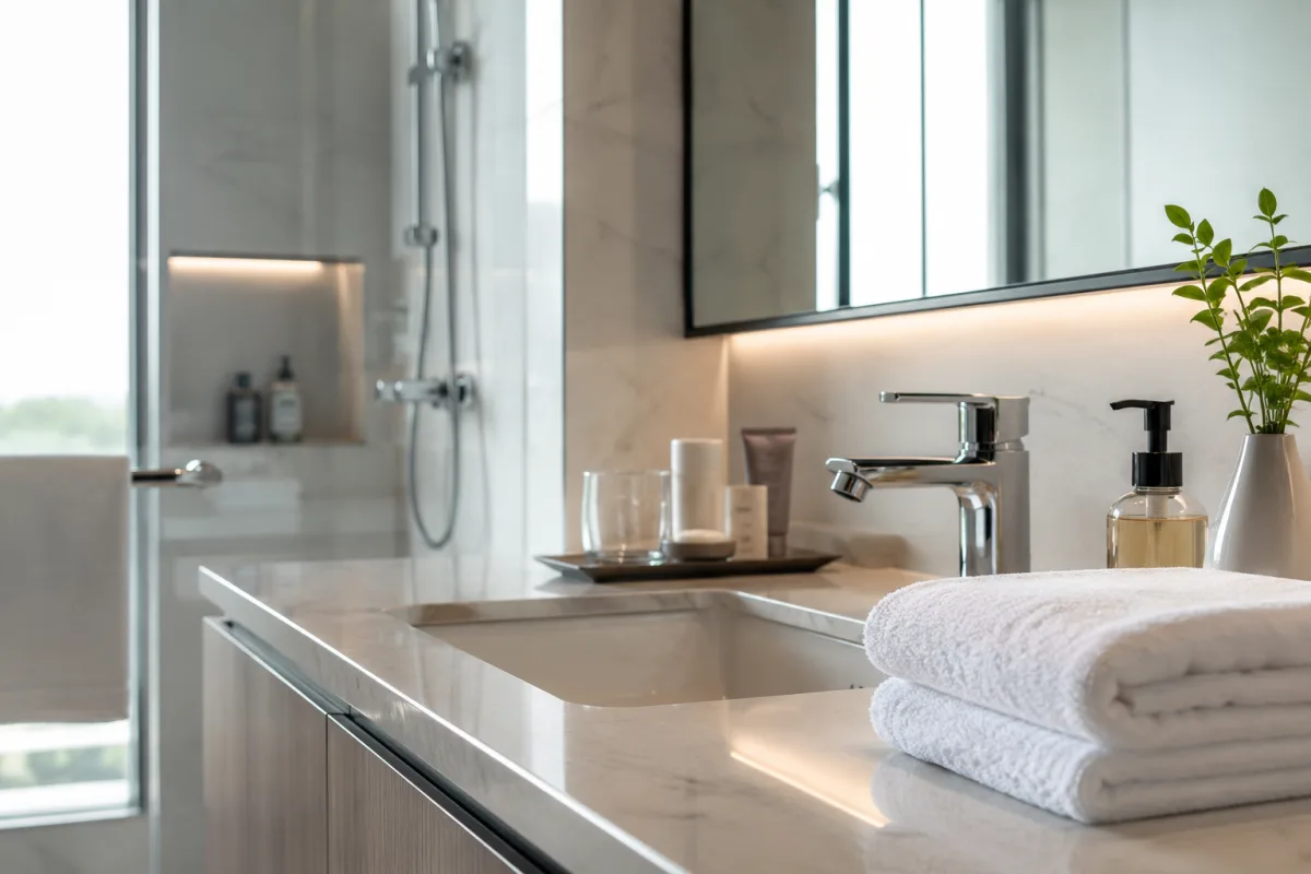 Hotel bathroom high touch surfaces