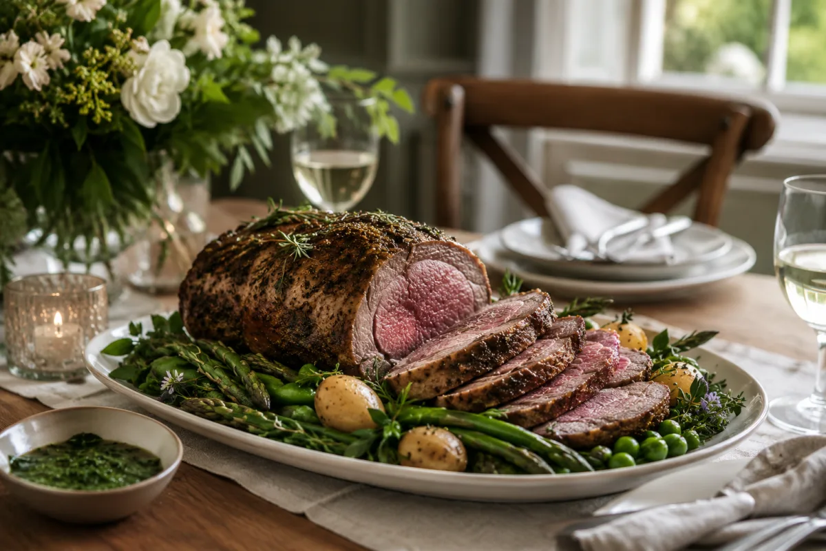 Easter lamb roast with spring vegetables