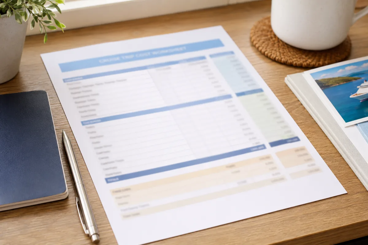 Cruise trip cost worksheet
