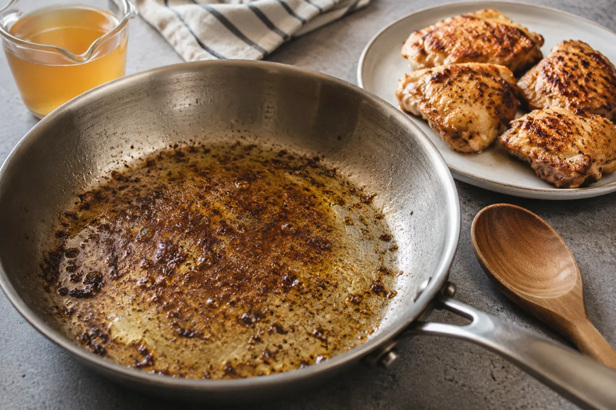 Brown fond in a stainless steel skillet before deglazing