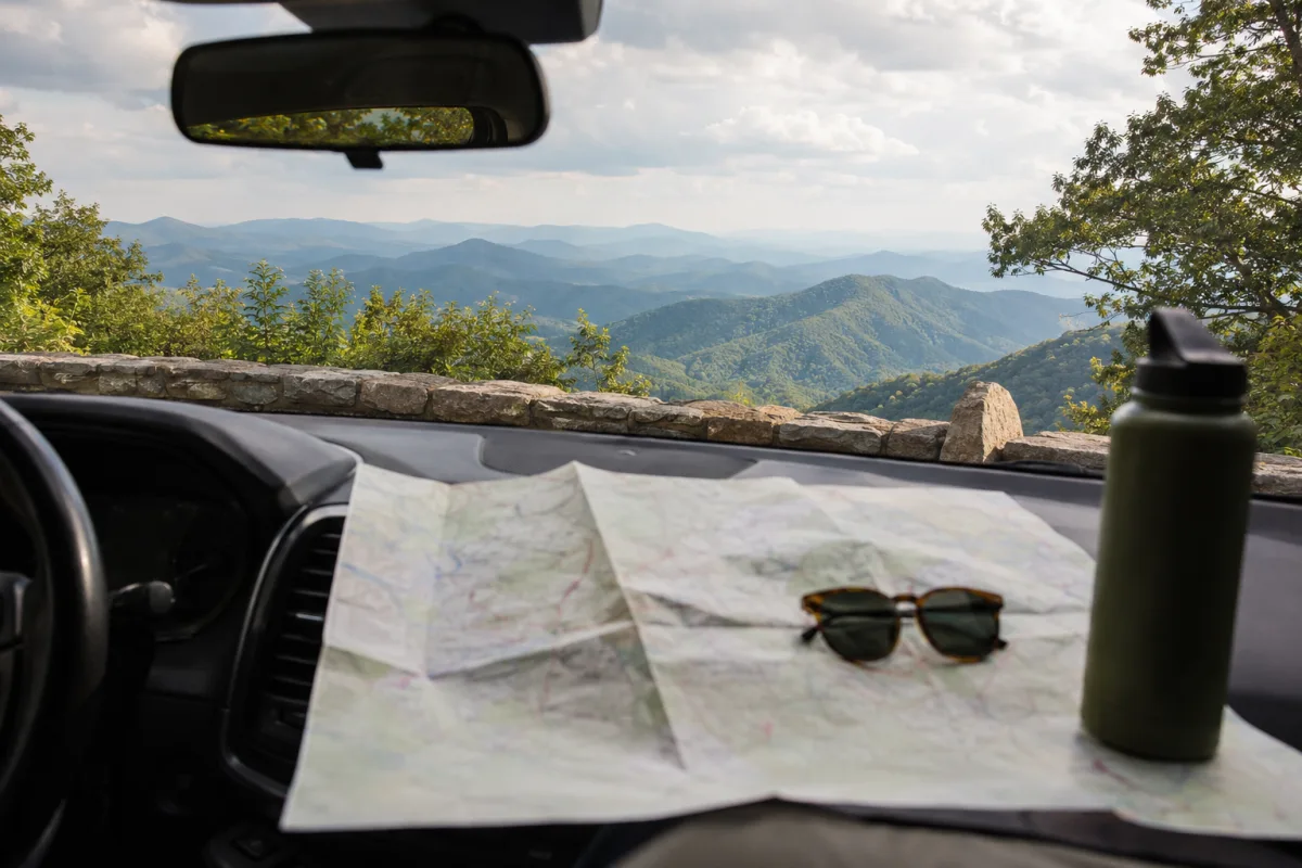 Skyline Drive overlook and waterfall hike planning map