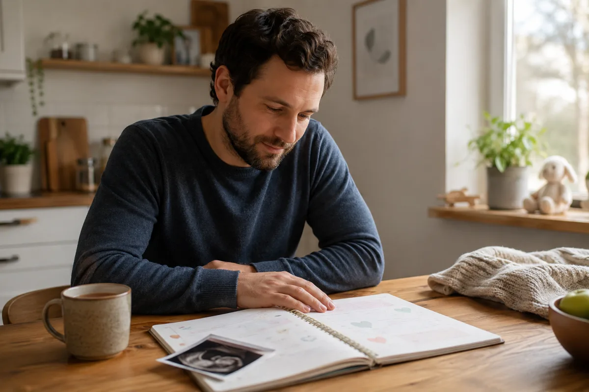 Expectant father tracking pregnancy symptoms