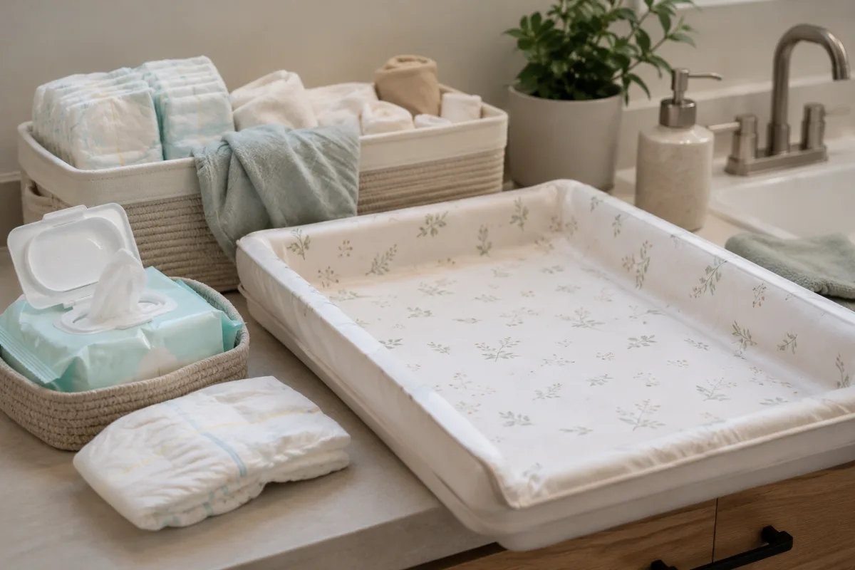 clean diaper changing setup