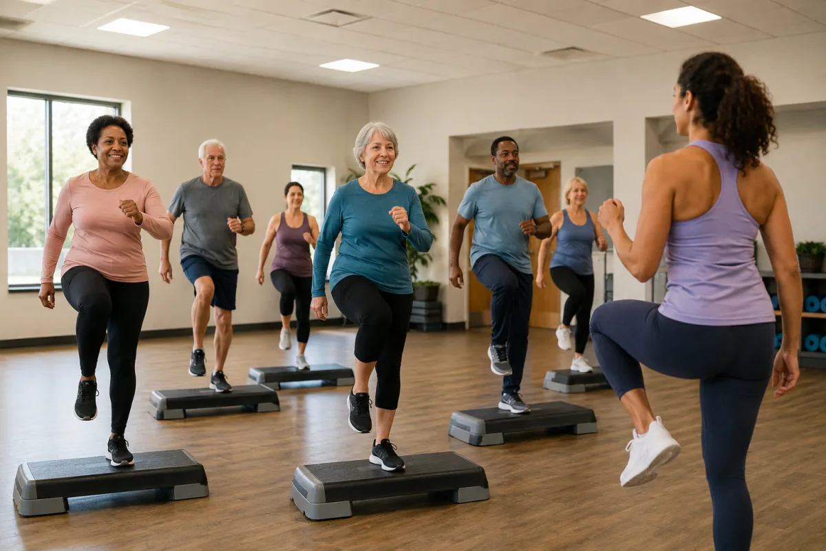 Simple aerobic routine with march and grapevine movement