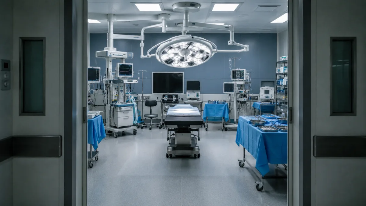 Neurosurgery operating theatre prepared for brain tumor procedure