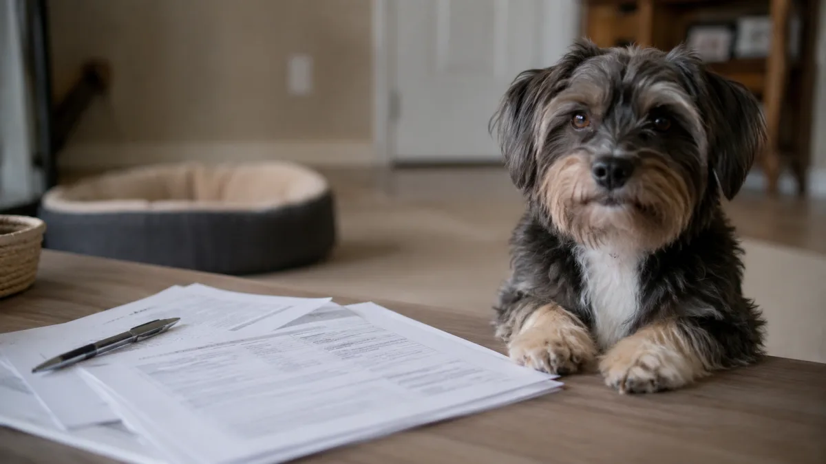 Prospective owner meeting small mixed breed dog