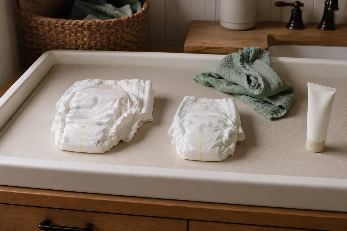 Diaper fit check with clean supplies