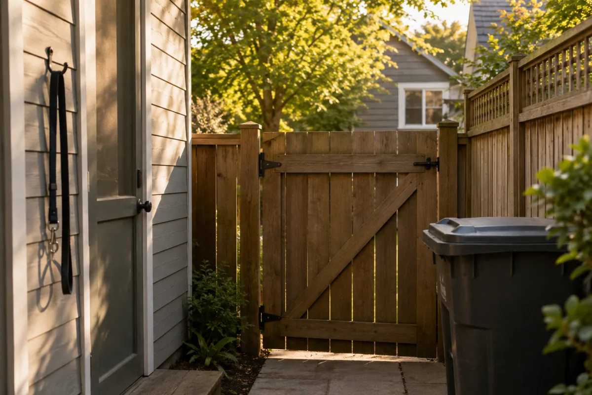 Secured backyard gate for coyote safety