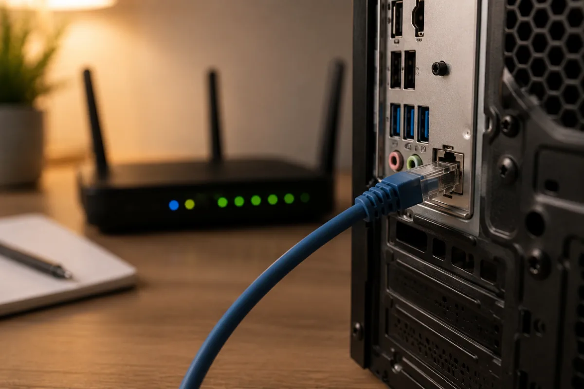 Ethernet cable and network port checked for link lights