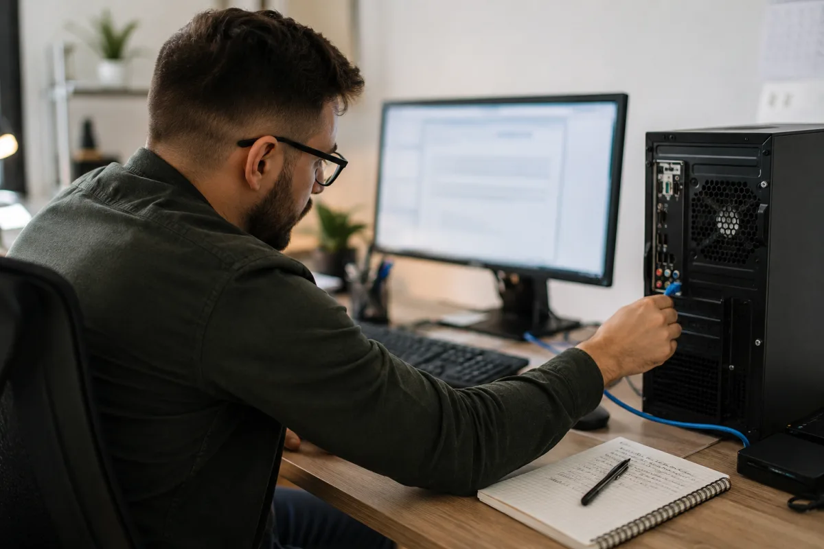 Network adapter troubleshooting on desktop computer