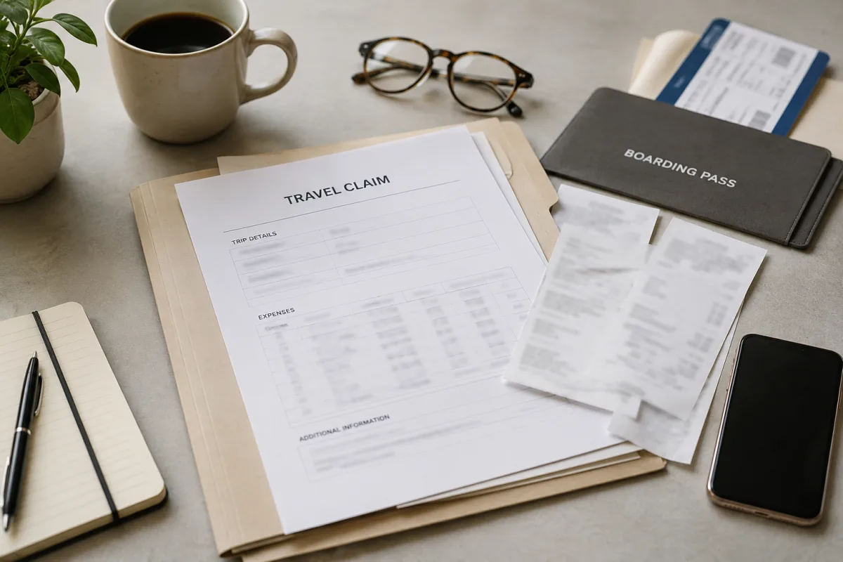 Travel claim receipts folder