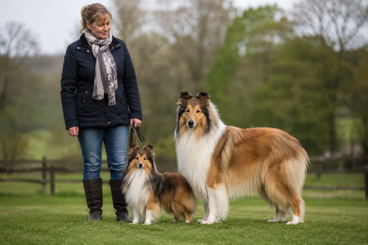 Shetland Sheepdog and rough Collie size comparison