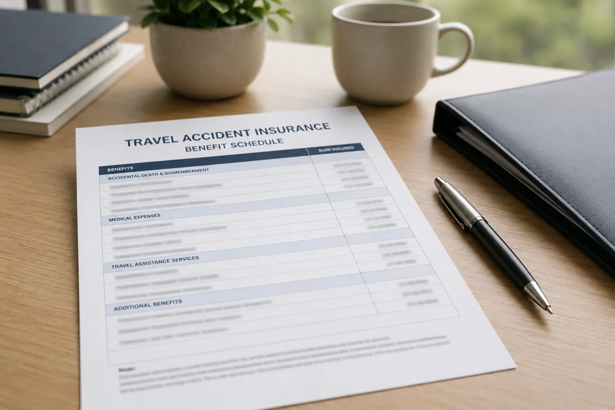 Travel accident benefit schedule